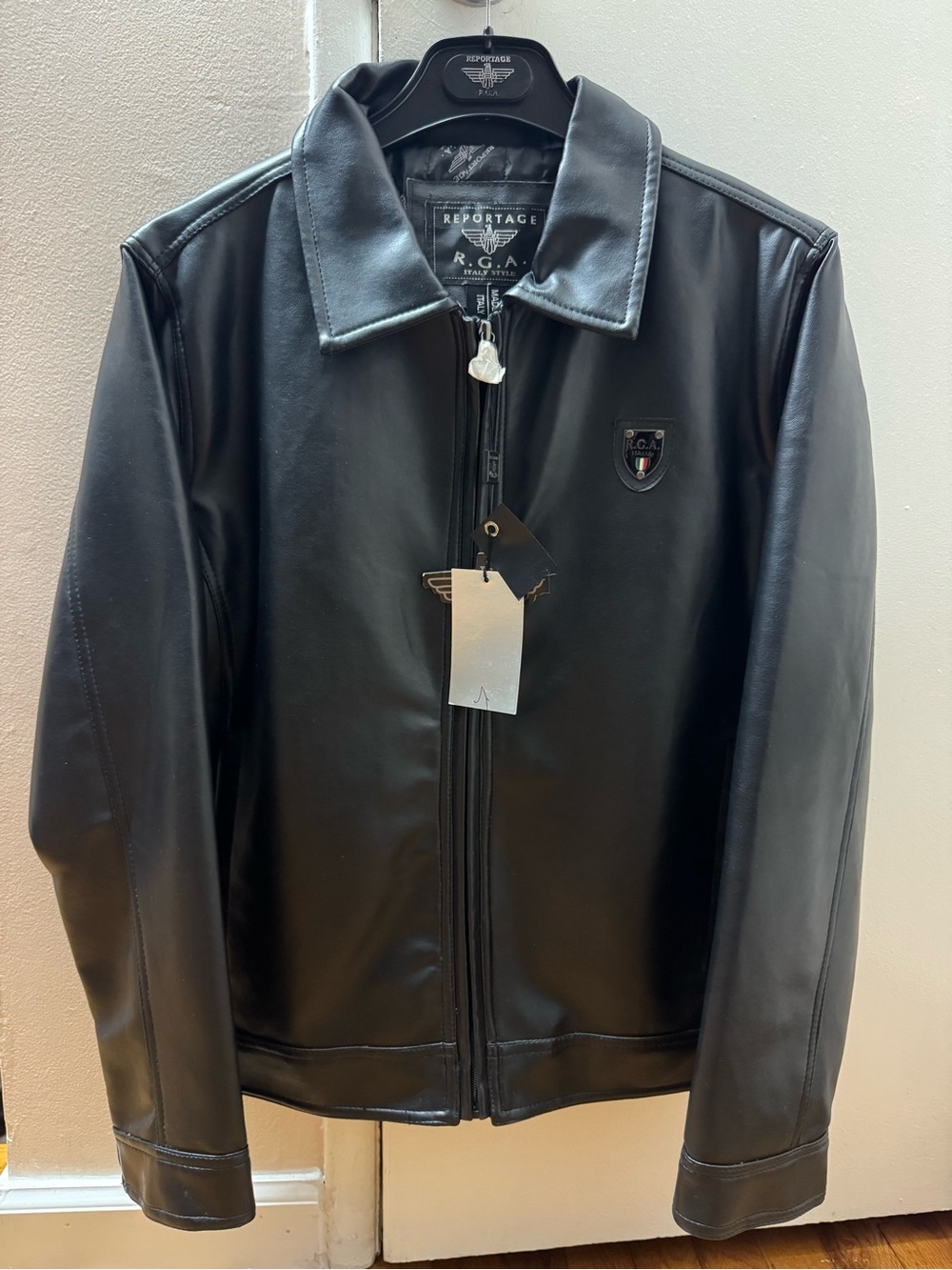 Reportage RGA Men's Black Leather Zip Jacket